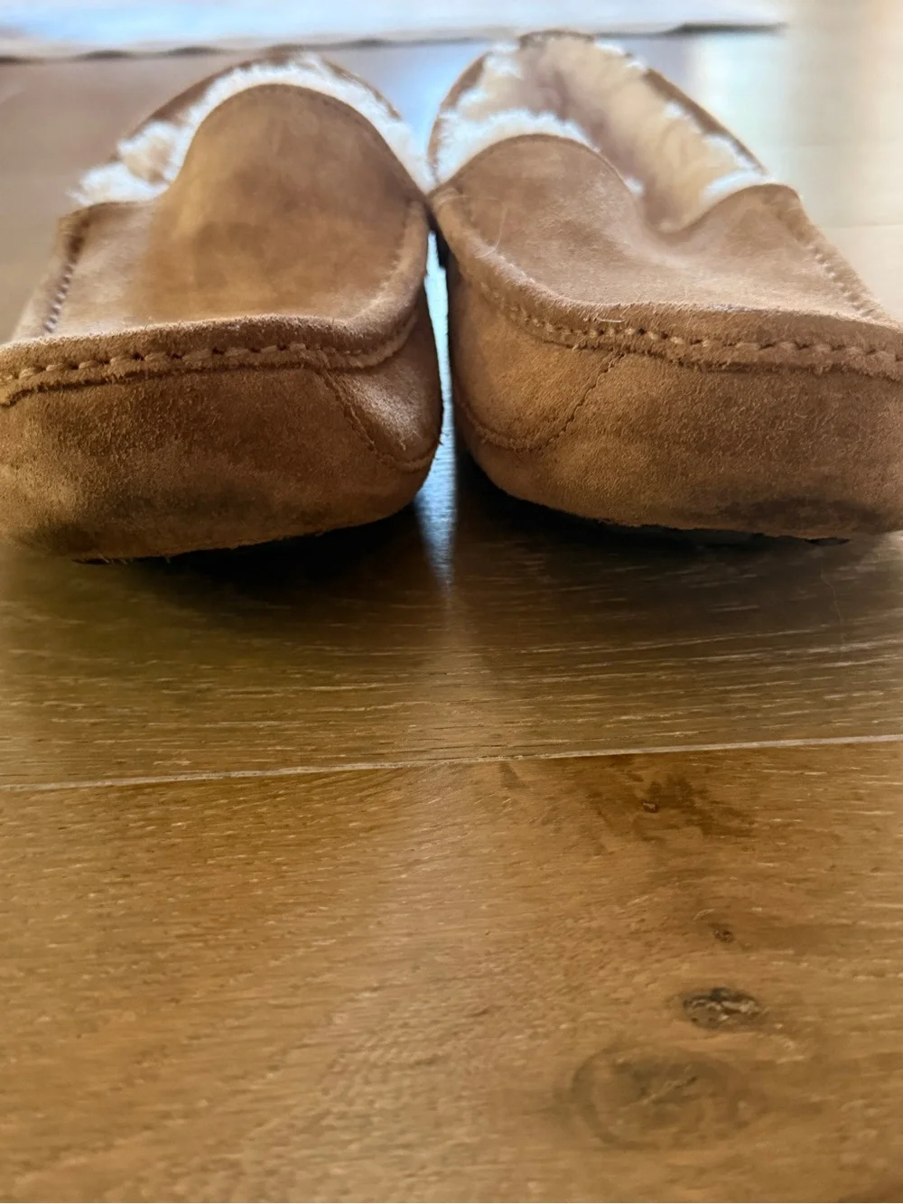 UGG Ascot Chestnut Brown Suede Plush-Lined Moccasin Slippers